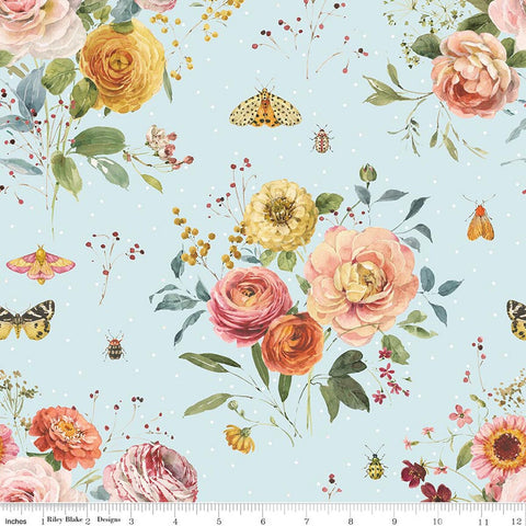 blue, Sketchbook Collection Main Floral Cotton Fabric CD17520