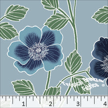Standard Weave Large Floral Print Poly Cotton Fabric 6086 blue