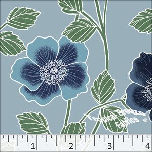 Standard Weave Large Floral Print Poly Cotton Fabric 6086 blue