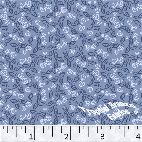 Standard Weave Small Floral Print Poly Cotton Fabric 6151 blue