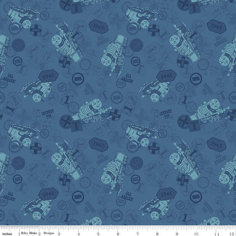 blue, Thomas and Friends Collection Tonal Toss Cotton Fabric CD17011