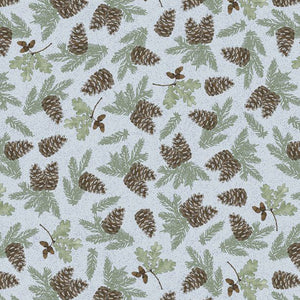 blue, Timberland Trails Collection Pine Cone Toss Cotton Fabric 45605