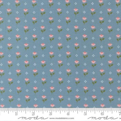 blue, Wild Honey Collection Bumbling Posies Cotton Fabric 5252