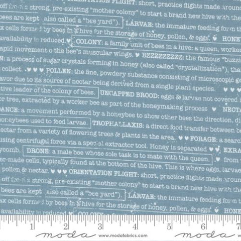 blue, Wild Honey Collection Buzz Words Cotton Fabric 5254