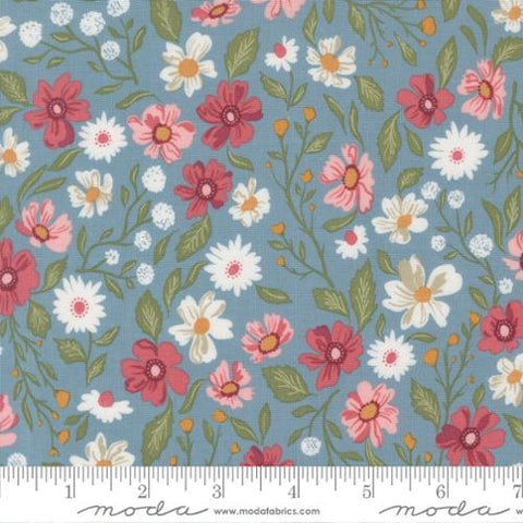 blue, Wild Honey Collection Wildflower Dance Cotton Fabric 5250