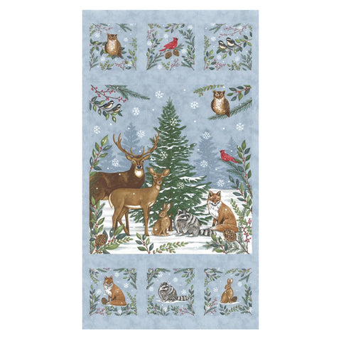 Woodland Winter Collection Cotton Panel 56099 blue
