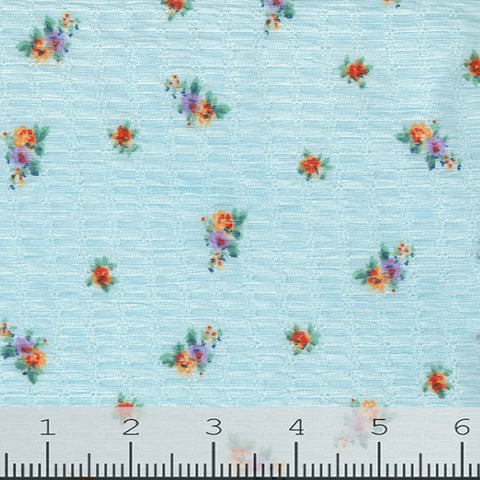 blue, Allie Floral Print Crinkle Fabric FA166