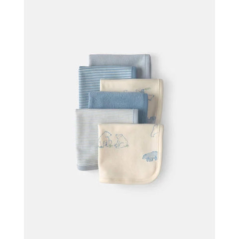 blue bear, 6-Pack Terry Washcloths 1V379