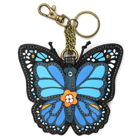 blue butterfly, Key Fob Coin Purse 806