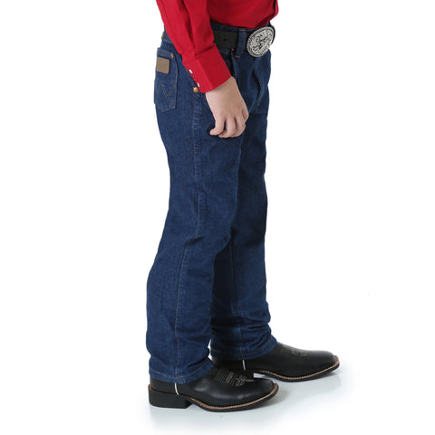 Wrangler boys Cowboy Cut blue jeans 13MWZ side view