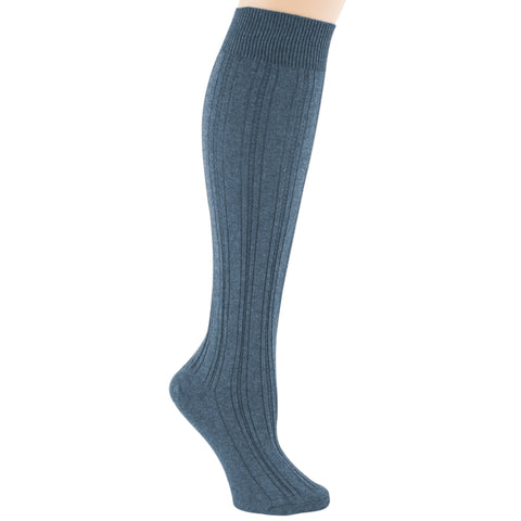 Denim blue knee-high sock