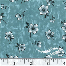 Floral Koshibo Print Polyester Dress Fabric 048422 blue mist