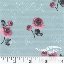 Honeybee Knit Floral Print Fabric 32845 blue mist