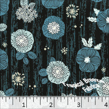 Koshibo Blossom Print Polyester Fabric 048314 blue mist