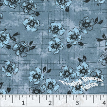 blue mist, Koshibo Floral Print Polyester Fabric 048517