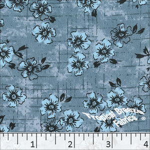 blue mist, Koshibo Floral Print Polyester Fabric 048517