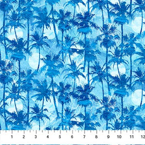 Palm Beach Collection Cotton Fabric DP269 blue small palm trees
