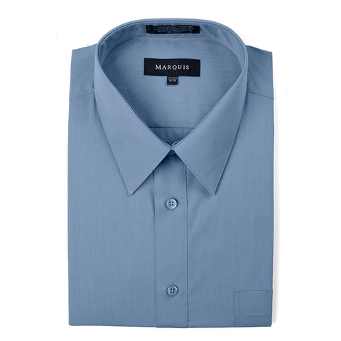 Men's Classic Solid Color Dress Shirts 009 - Blue Steel / 16.5 34-35 Men's Classic Solid Color Dress Shirts 009 - Blue Steel / 16.5 34-35