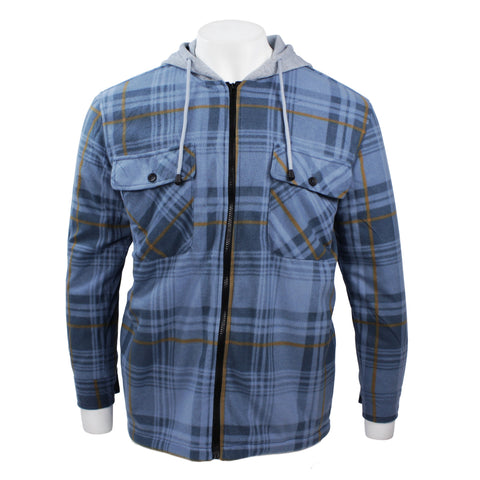 Good Traditions men's sherpa-lined hooded fleece shirt jacket in blue plaid