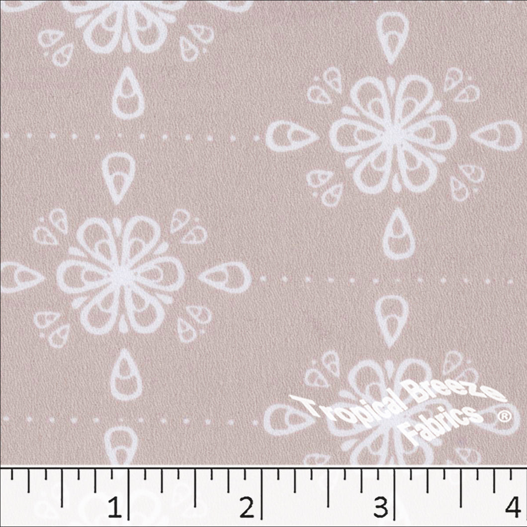 Fashion Fabrics Club White and Beige Flocked Floral Poly Print Chiffon Fabric by The Yard (100% Polyester)