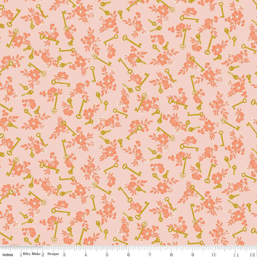 Blossom Lane Collection Keys Cotton Fabric C14004 blush