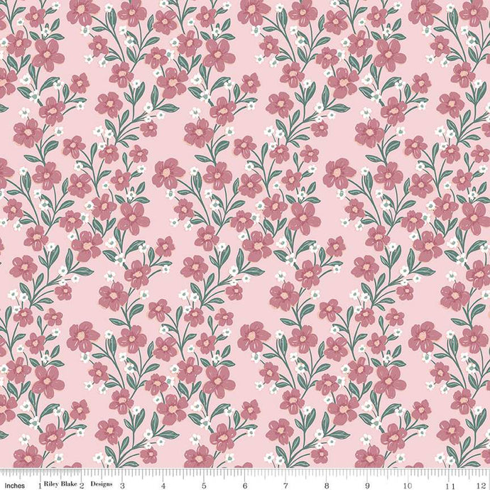 Buds and Butterflies Collection Trailing Bliss Cotton Fabric C15351 blush
