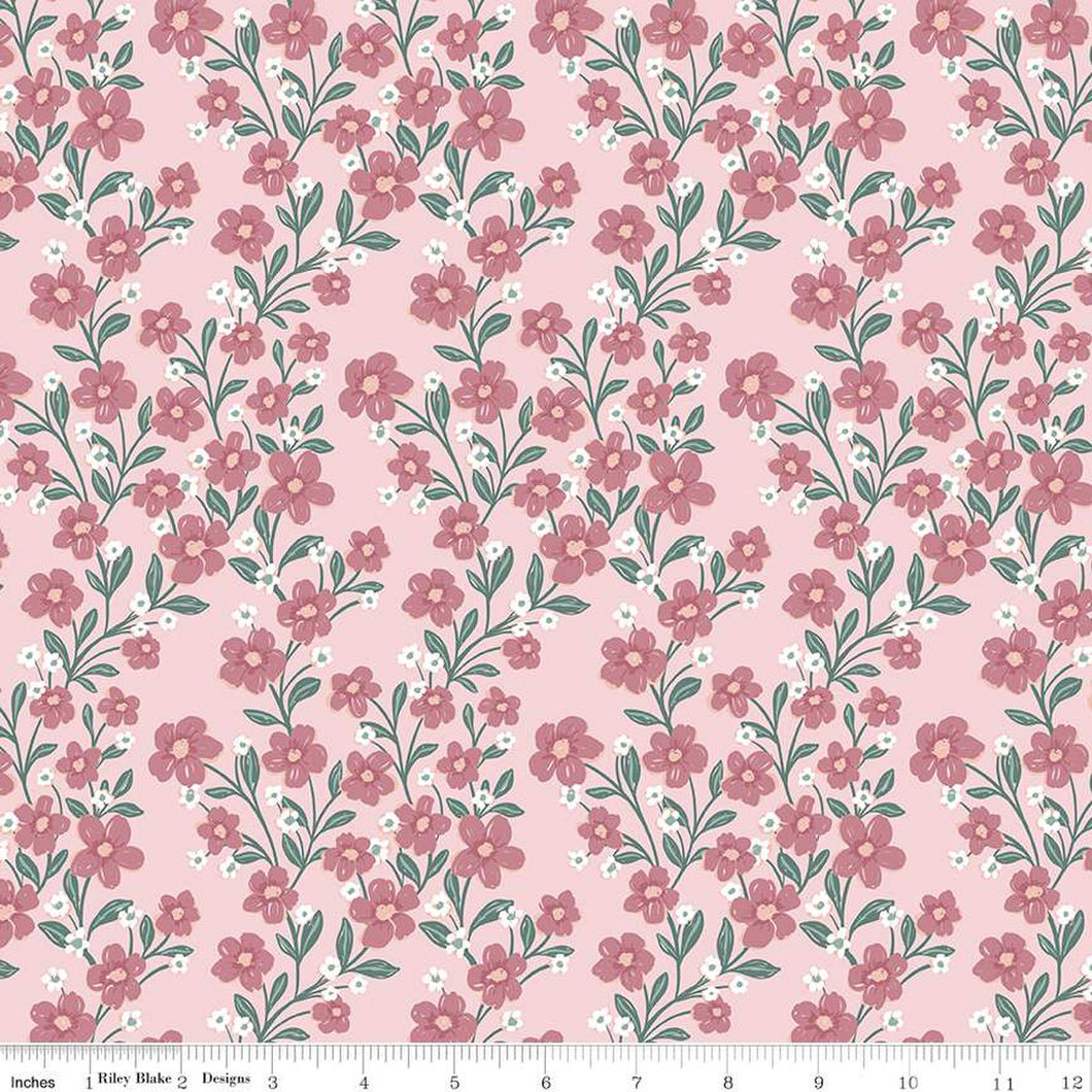 Buds and Butterflies Collection Trailing Bliss Cotton Fabric C15351 blush