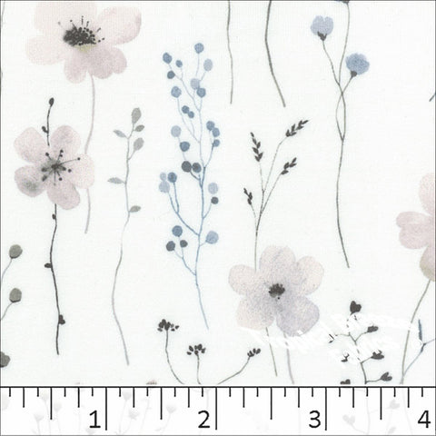 blush, Double Brushed Floral Print Knit Fabric 572526