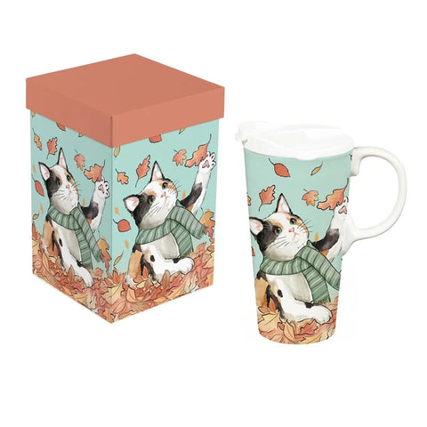 Harvest Blossom Cat Ceramic Travel Cup TK9ST3CTC