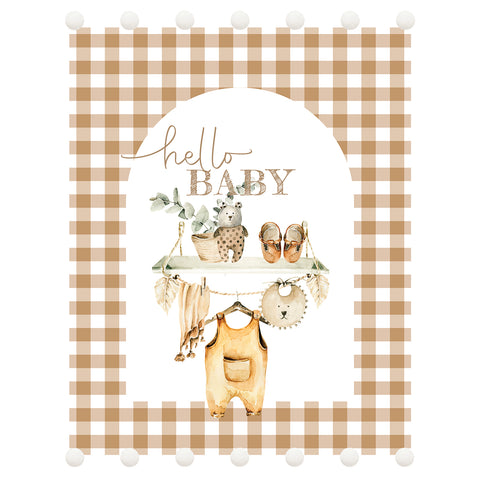 boy, Hello Baby Fleece Blanket with Poms CC14
