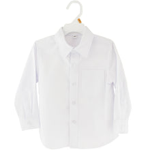 Boys long sleeve white dress shirt with white buttons