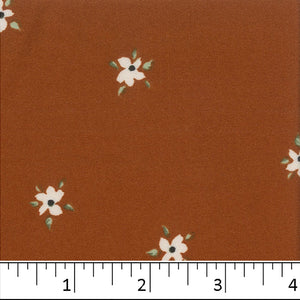 brown, Double Brushed Tiny Floral Print Fabric S11