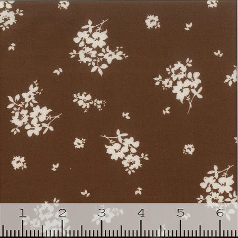 brown, Double Brushed Floral Print Knit Fabric 522