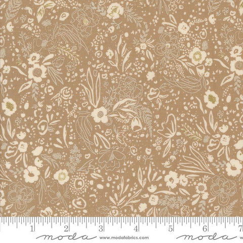 brown, Foraged Found and Hand Me Down Collection Field of Fancy Cotton Fabric 45636