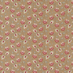 Chateau De Chantilly Collection Small Floral Vine Cotton Fabric 13945 brown