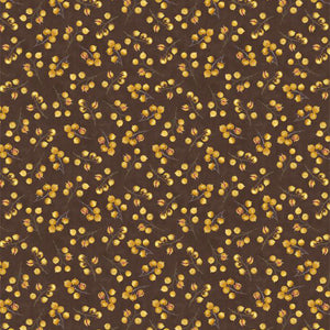 brown, Chickadee Charm Collection Berry Toss Cotton Fabric 27730