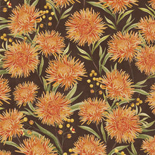 brown, Chickadee Charm Collection Chrysanthemum Cotton Fabric 27728