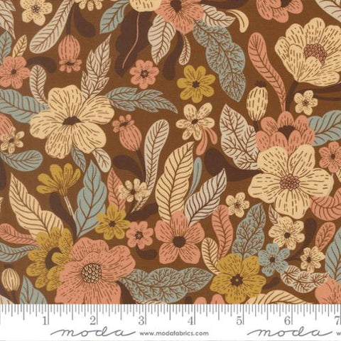 brown, Feather and Forest Bloom Collection Wildflower Whispers Cotton Fabric 14140
