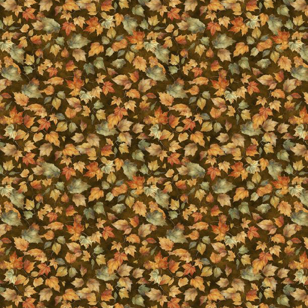 brown, Glorious Fall Collection Leaves Cotton Fabric 33912