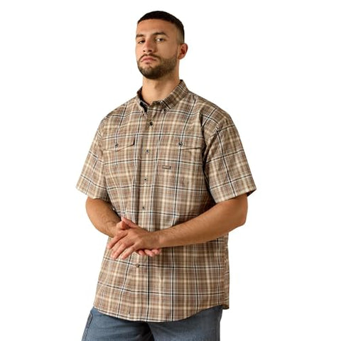 brown, Men's Rebar Made Tough VentTek DuraStretch Work Shirt 100715