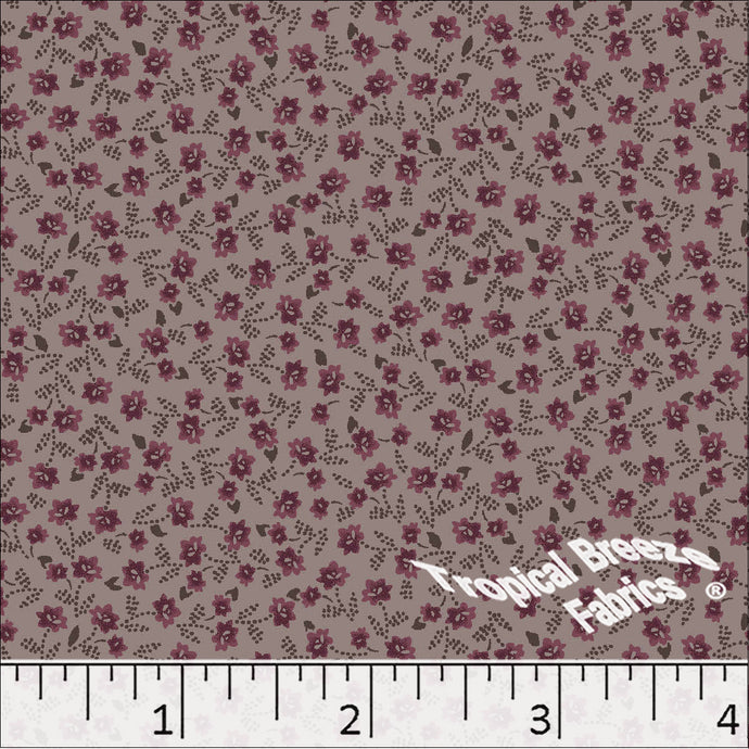 brown, Poly Cotton Small Floral Print Dress Fabric 6220