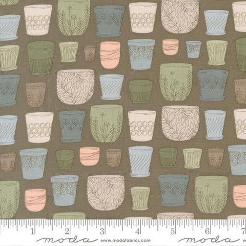 brown, Potted Collection Potted Pots Cotton Fabric 26141