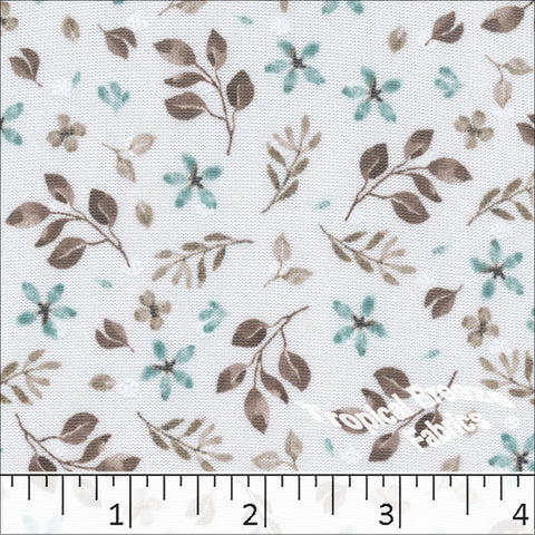 brown, Swiss Dot Knit Floral Print Polyester Fabric 573519