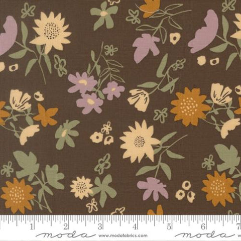 brown, Windfall Collection Playful Petals Cotton Fabric 45655