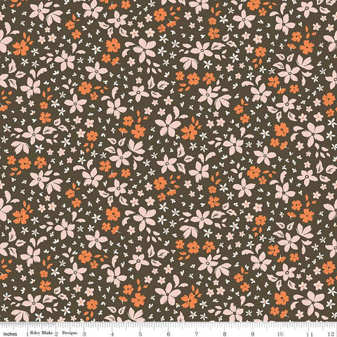 brown, Winged Medley Collection Petals Cotton Fabric C15913
