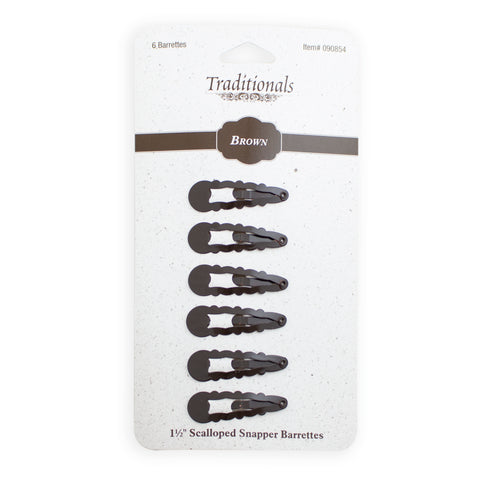 Brown scalloped barrettes