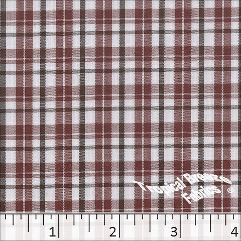burgundy, Poly Cotton Yarn Dye Plaid Fabric 0742