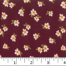 burgundy-Double Brushed Floral Print Fabric S121