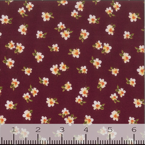 burgundy, Double Brushed Floral Print Knit Fabric 522