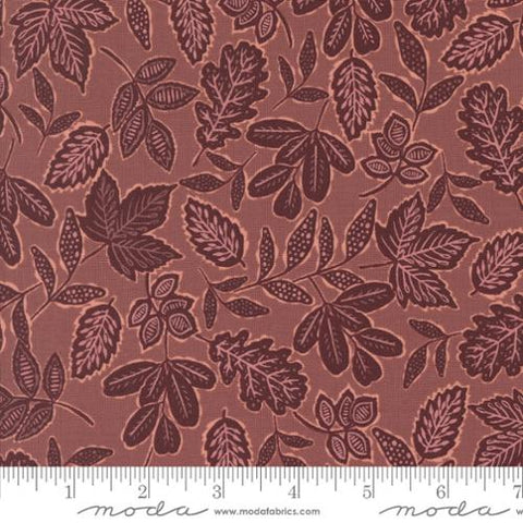 burgundy, Foraged Found and Hand Me Down Collection Scattered Leaves Cotton Fabric 45633